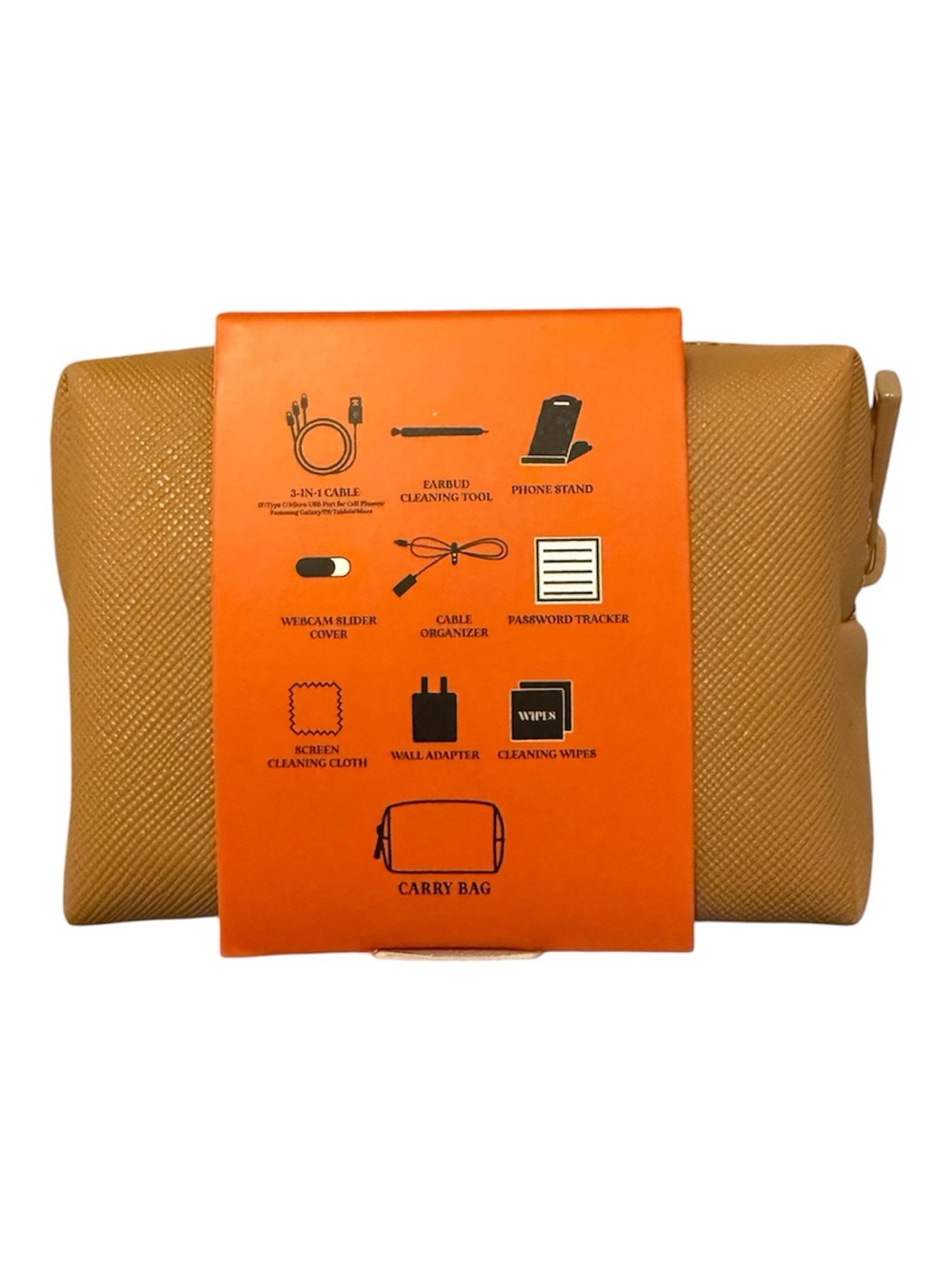 Simply Southern Tech Kit Accessory Pouch in Tan and Orange